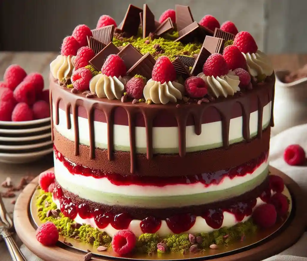 Chocolate Pistachio Raspberry Cake Recipe: Decadent Delight