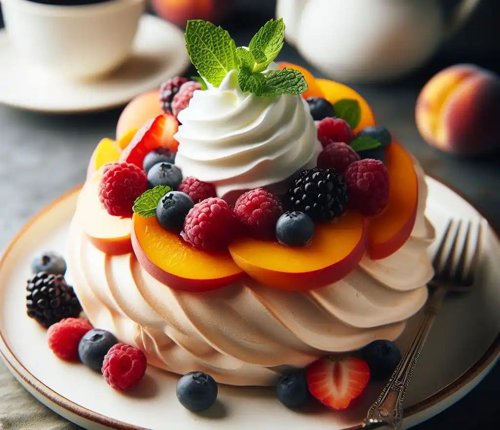 Peach Pavlova with Berries Recipe: A Moist & Intense Recipe