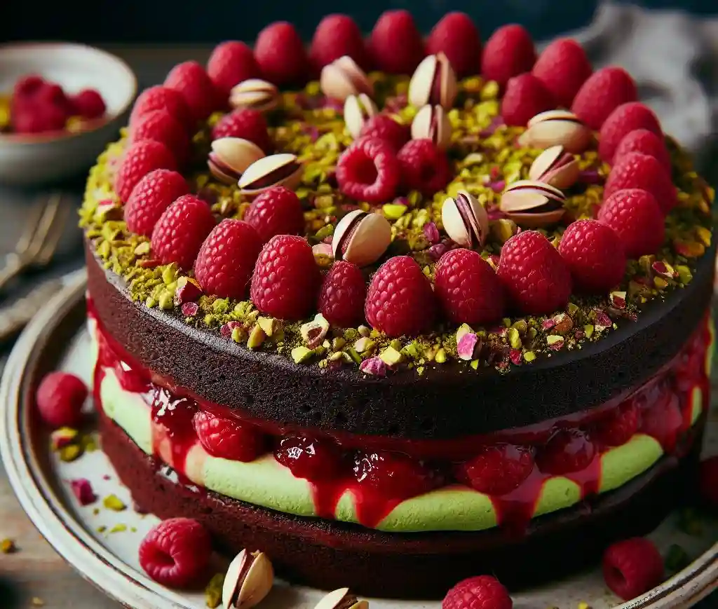 Chocolate Pistachio Raspberry Cake Recipe: Decadent Delight