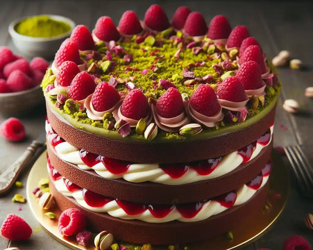 Chocolate Pistachio Raspberry Cake Recipe: Decadent Delight