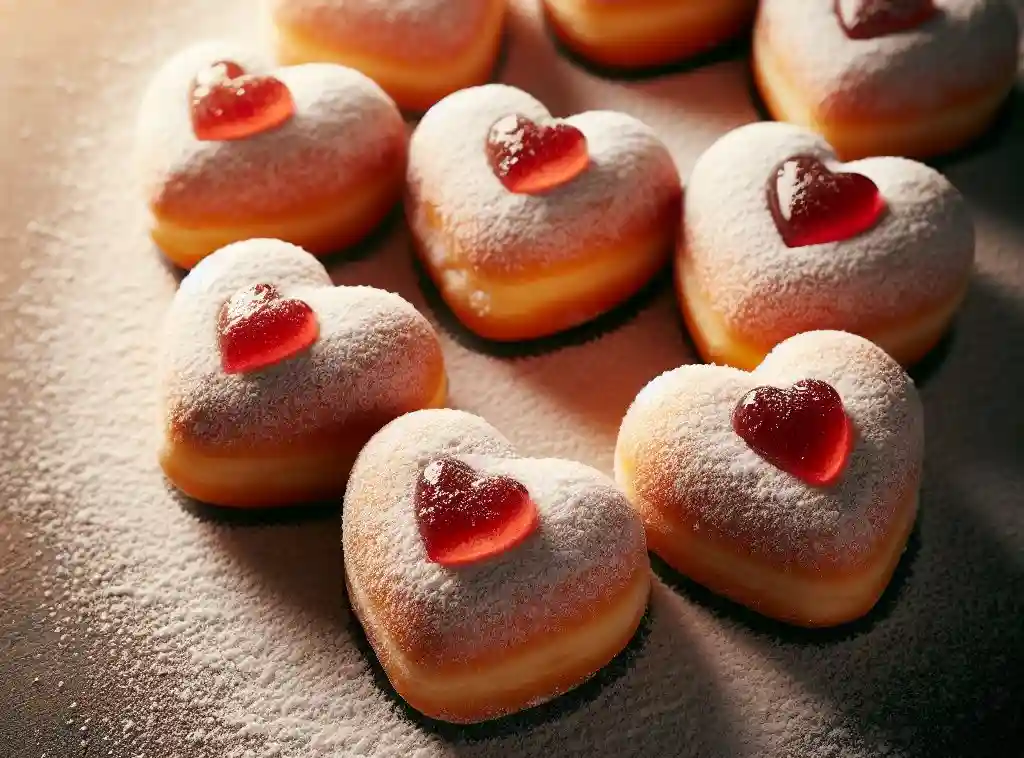 Heart-Shaped Jam Doughnuts 