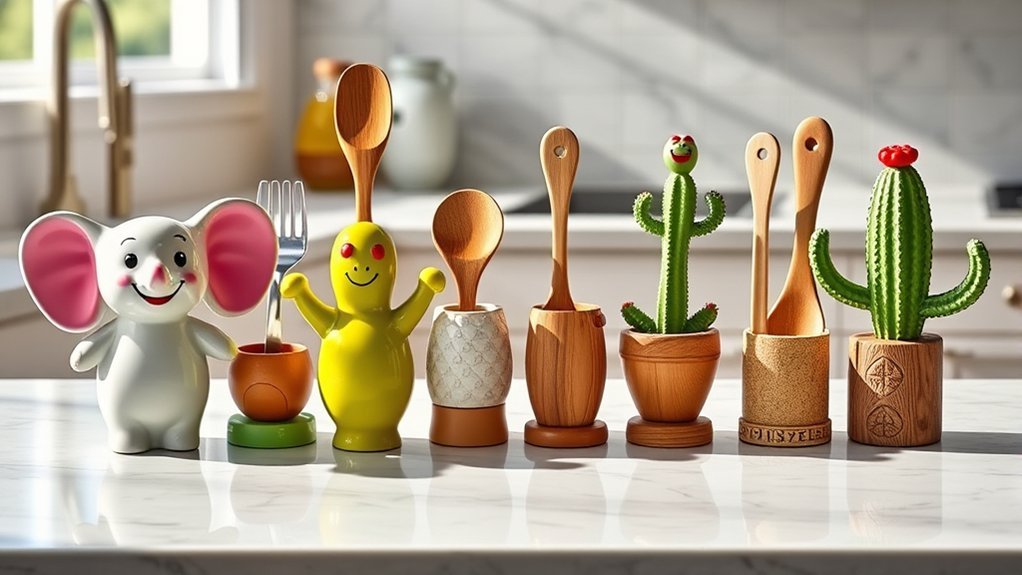 colorful quirky spoon holders
