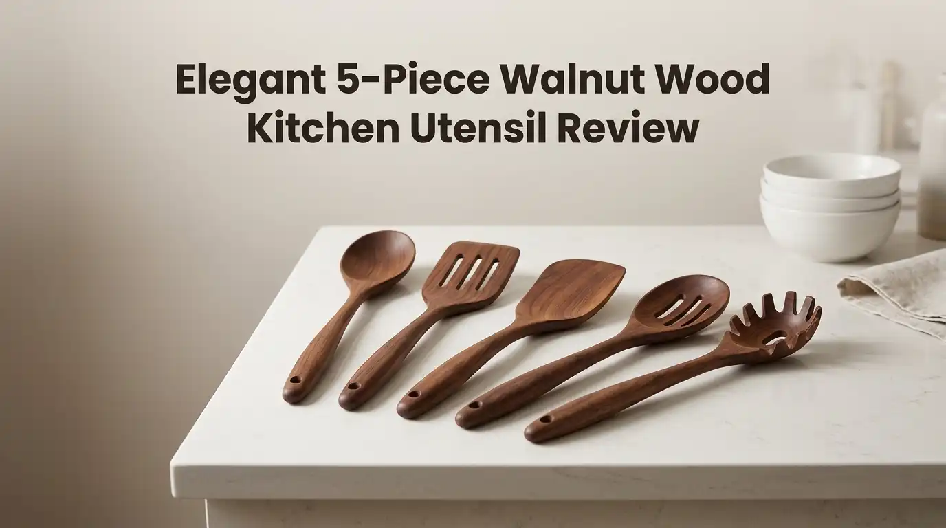 Elegant 5-Piece Walnut Wood Kitchen Utensil Review 2026